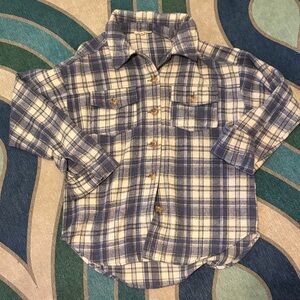 La Hearts Blue and Cream Plaid Button Down Shirt